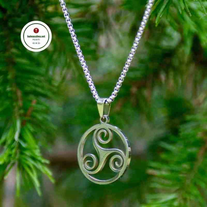 Suojeleva symboli Triskele symboli koru Pakana kauppa Wicca symbolit Luonnonnoituus Kelttikorut Amuletti koru