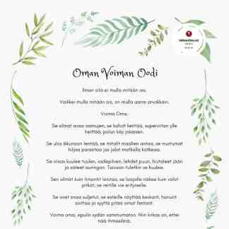 Oman voiman oodi Saaga saarnisola Runoloitsu Loitsutaulu Tulostettava huoneentaulu Oma voima runo