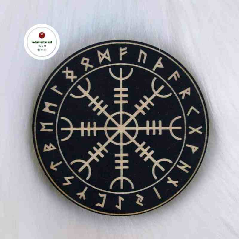 Suojeleva symboli The Helm of Awe Aegishjalmur magneetti Viikinki riimut Riimumerkit Riimusymbolit Pakana kauppa