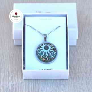 Amuletti riipus Celestial sun sinivihreä Liz sabol korut Aurinko symboli kaulakoru Pakana kauppa Teräskorut Korulahja