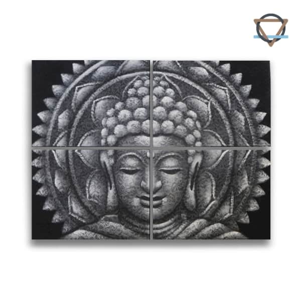 Buddha Maalaus 30×40 cm (4 kpl) Brocade Detail – Grey