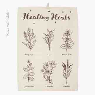 Healing Herbs astiapyyhe keittiöpyyhe Kitchen witch keittiönoidan tarvikkeet Noitakauppa