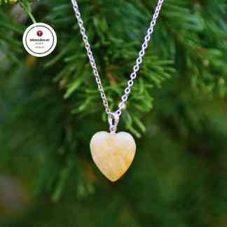 Oranssi Kalsiitti Sydän Riipus hopeaa Voimakivikorut Kristallikauppa Kivet ja kristallit netistä Sydän kaulakoru puolijalokivi