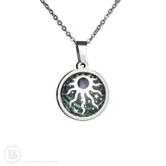 Amuletti riipus Celestial sun sinivihreä pieni Liz sabol korut Aurinko symboli kaulakoru Pakana kauppa Teräskorut Korulahja
