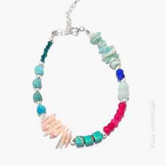 Kivirannekoru Värikäs Koralliriutta 925 hopeakorut Korulahja naiselle Voimakivikoru Kristalli korut