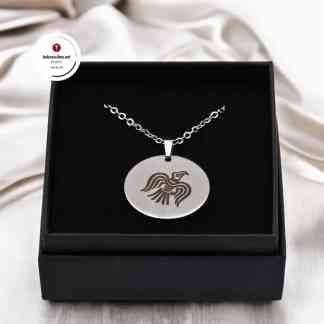 Kaulakoru Viking Raven Amuletti ruostumatonta terästä Viikinki lippu symboli Viking raven banner Viikinkikoru Viikinki symbolit