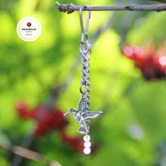 Laukkukoru Kolibri terästä Ruusukvartsi kivillä Voimaeläinkorut Kolibri voimaeläimenä