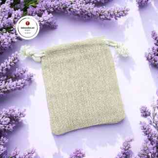 Puuvillapussukka vetonaruilla Pellavan värinen