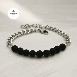 Miesten Rannekoru terästä Mustat Laavakivet Korulahja miehelle Korut miehille Miesten korut