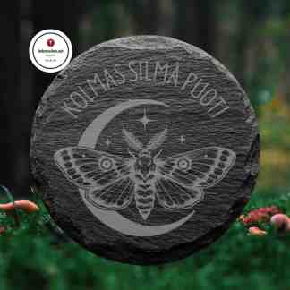 Kivilaatta Kustomoitu kuvio teksti Pyöreä Neliö Lasinalusta omalla kuvalla tekstillä Kolmas Silmä Creations