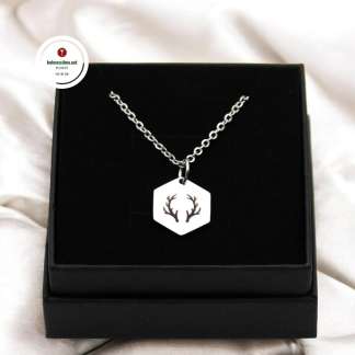 Kaulakoru Peuran Sarvet kuusikulmainen ruostumatonta terästä Voimaeläin koru Peura voimaeläimenä