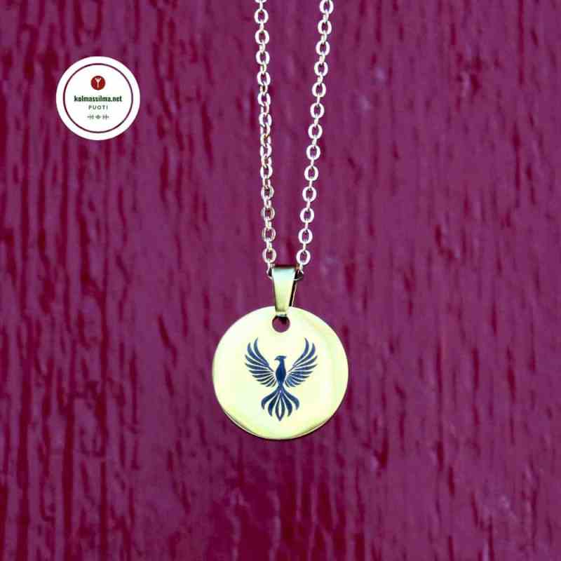 Kaulakoru Feeniks Lintu Amuletti kultaista terästä Fenix lintu voimaeläimenä Feenix koru Kolmas Silmä Jewelry