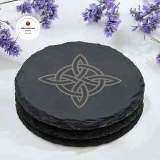 Kaiverrettu Kivilaatta Noidansolmu pyöreä 10 cm Witch’s Knot Alttarilaatta kivinen lasinalusta Noita kauppa Kolmas Silmä Creations