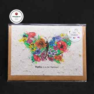 Istutettava Siemenkortti ja kirjekuori Perhonen Kukkaissiipi Les cartes de Lulu Taidekortti Käsintehty ranskalainen tervehdyskortti Lahjaidea naiselle