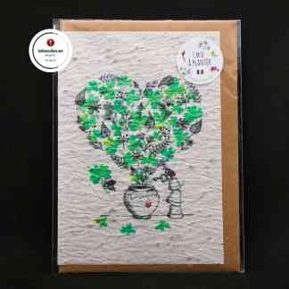 Istutettava Siemenkortti ja kirjekuori Sydän Vihreät Apilat Les cartes de Lulu Taidekortti Käsintehty ranskalainen tervehdyskortti Lahjaidea naiselle