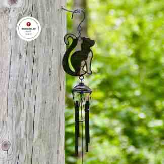 Aurinkosieppari & Tuulikello Istuva Musta Kissa kaksivärinen 40 cm