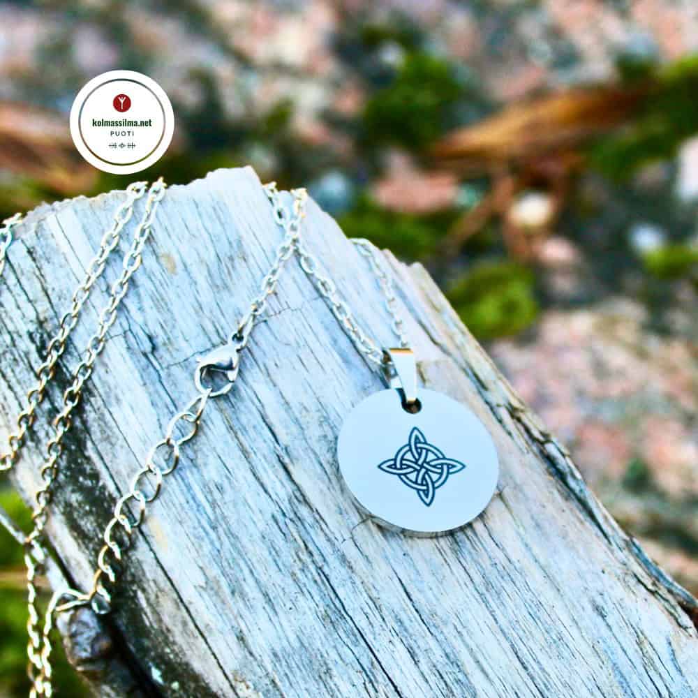 Kaulakoru Noidansolmu Amuletti ruostumatonta terästä Symbolikorut Noita kauppa Mystiikka kauppa Noitapuoti Witch Knot merkitys