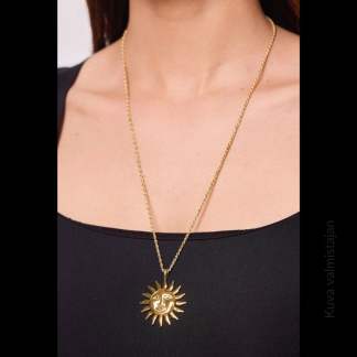 ÉLINE L'ATELIER Kaulakoru Aurinko kultaista terästä Korulahja naiselle Näyttävät kultakorut Aurinko symboli