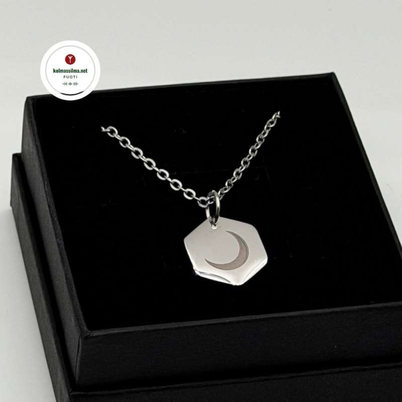 KSJ Kaulakoru Kuunsirppi kuusikulmainen ruostumatonta terästä Sirot kaulakorut Korulahja Noidan riipus Pakanan koru Kolmas Silmä Jewelry