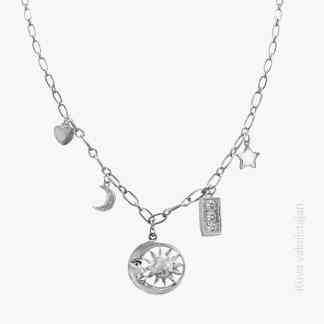 AMORINO Kaulakääty Aurinko ja Kuu ruostumatonta terästä Kuu koru kaulakoru Aurinko symboli amuletti