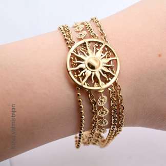 AMORINO Rannekoru kerroksellinen Aurinko kultaista terästä Kultakorut naiselle Aurinko symboli ranneketju