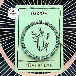 Talisman rannekoru ”Stone of Luck” Vihreä Rainforest-Jaspis kullattu Kivirannekoru Voimakivi koru Lahja ystävälle
