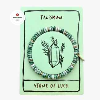 Talisman rannekoru ”Stone of Luck” Vihreä Rainforest-Jaspis kullattu Kivirannekoru Voimakivi koru Lahja ystävälle