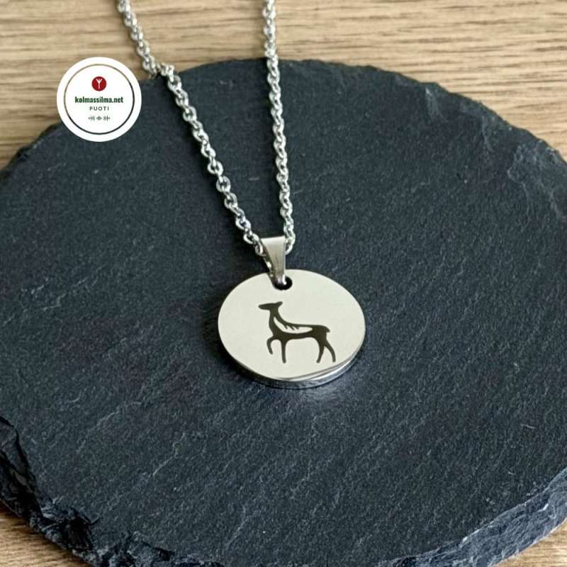 KSJ Amuletti Luolamaalaus Peura ruostumatonta terästä Symbolikoru Kalliomaalaus symbolit Suomalaiset amuletit Kolmas Silmä Jewelry
